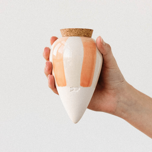 OLLA EN TERRE CUITE RAYÉE ORANGE ET CRÈME POUR PLANTES - Pepin - Lili Margaret