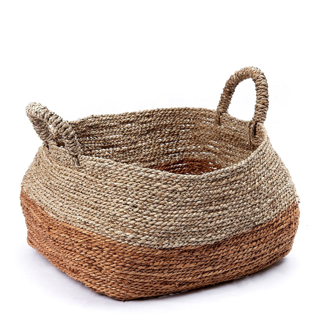 Panier de rangement décoratif majalengka naturel en fibre de bananier et jonc de mer - soeji