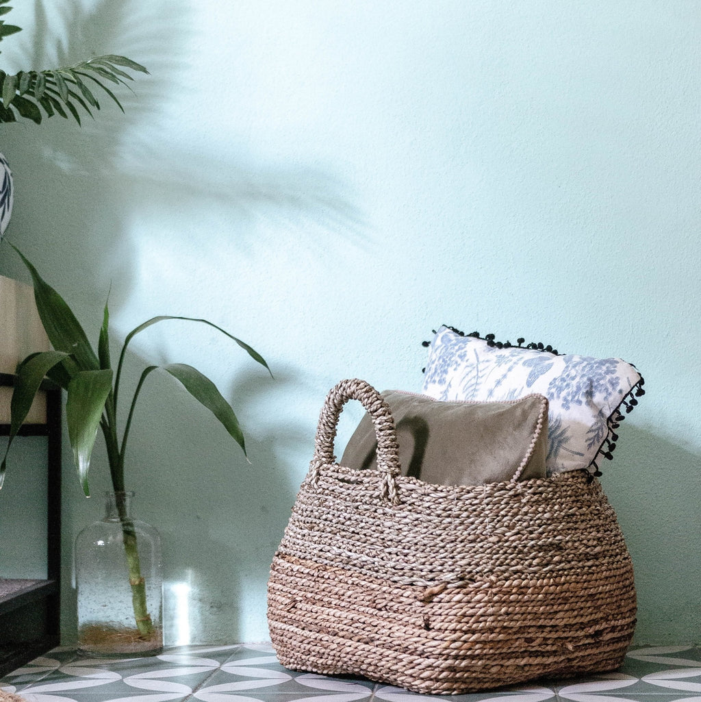Panier de rangement décoratif majalengka naturel en fibre de bananier et jonc de mer - soeji