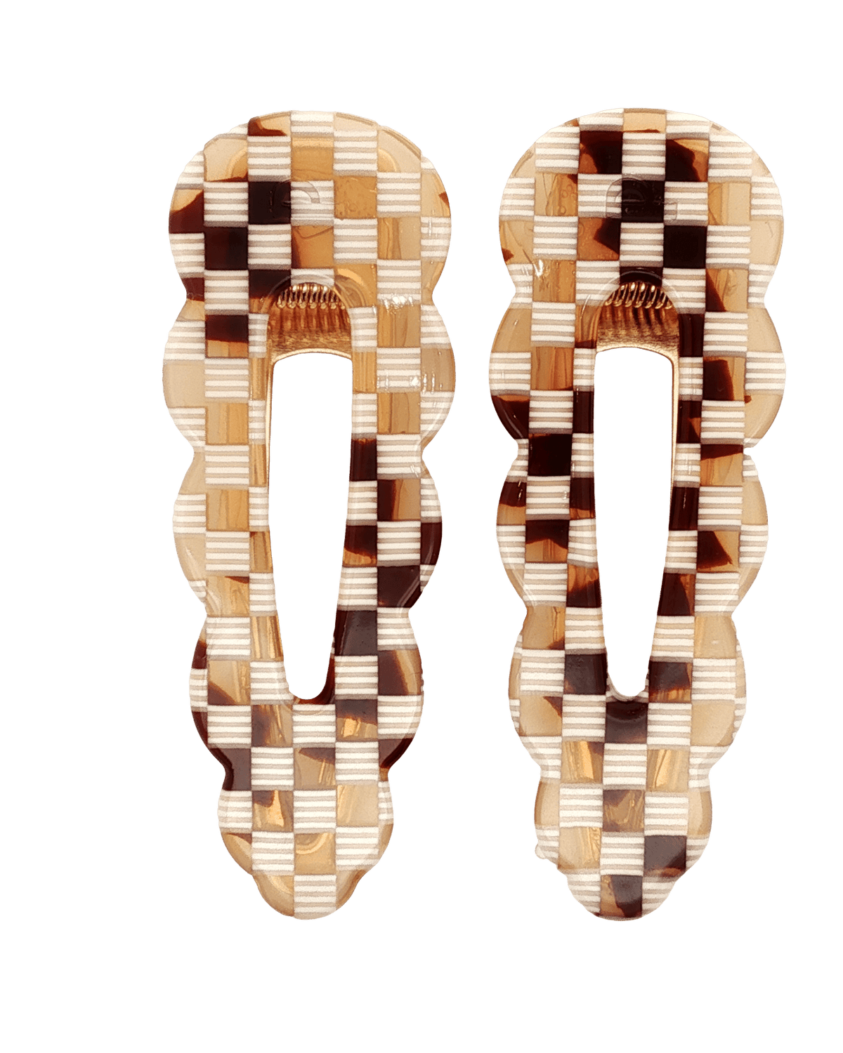 Paire de grandes barrettes Signature damier – Peignée Paris – vue 4