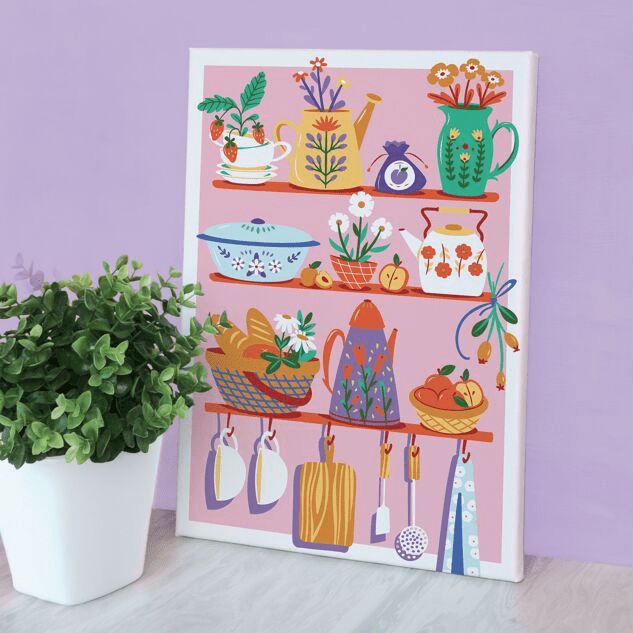 Peinture a numéro “Cuisine colorée et fleurie”