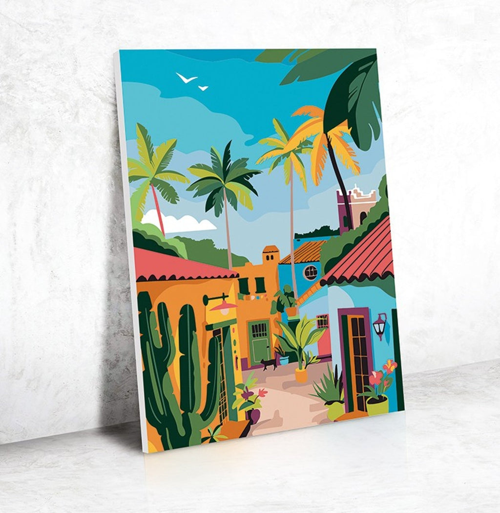 Peinture au numéro adulte - village mexicain