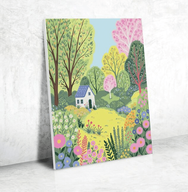 Peinture au numéro “Paysage nature et fleurs”