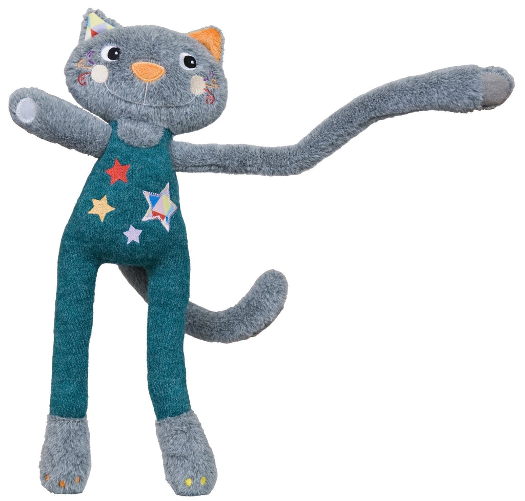 Peluche doudou elastoc le chat acrobate - ebulobo