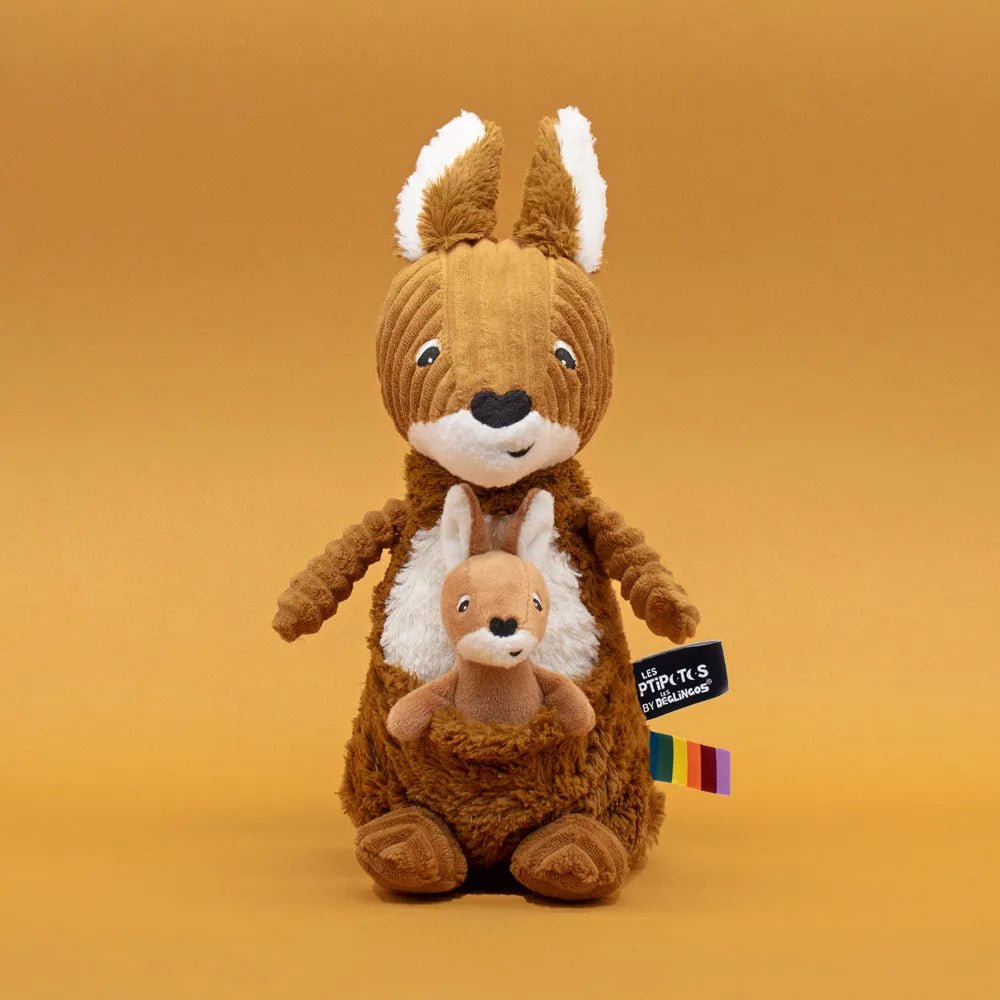Peluche kangourou maman et son bébé - les déglingos