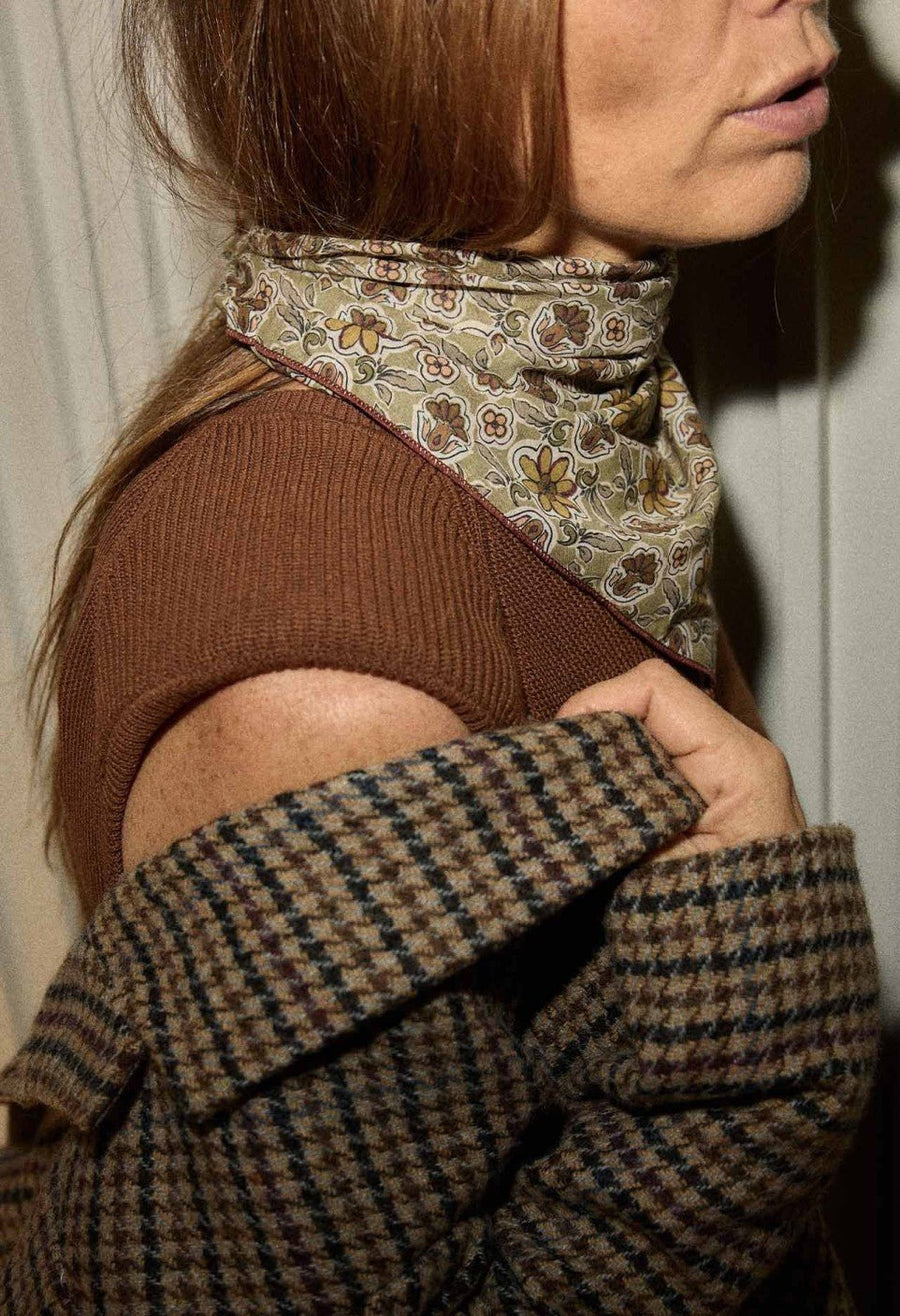 Petit foulard femme bijou jade en coton