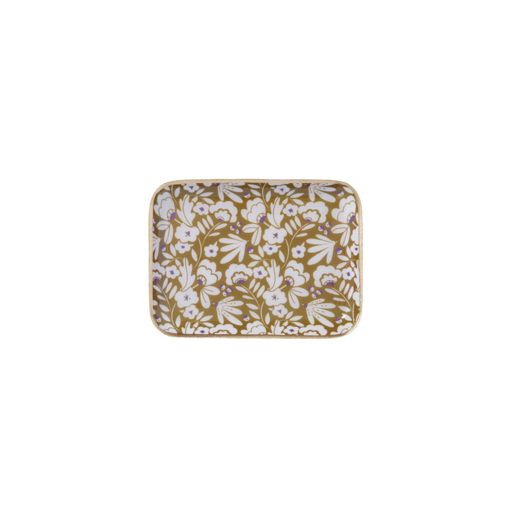 Petit plateau décoratif bohème chic en métal émaillé - modèle iris curry | bonheur du jour paris