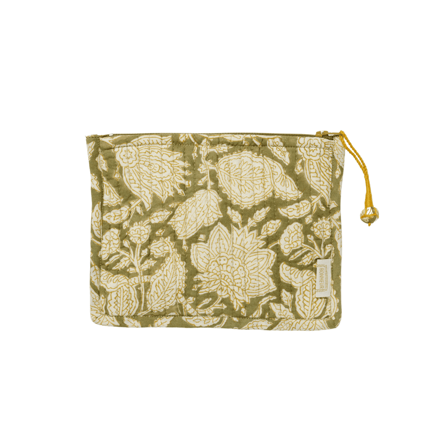 Petite pochette matelassée chandra kaki en coton