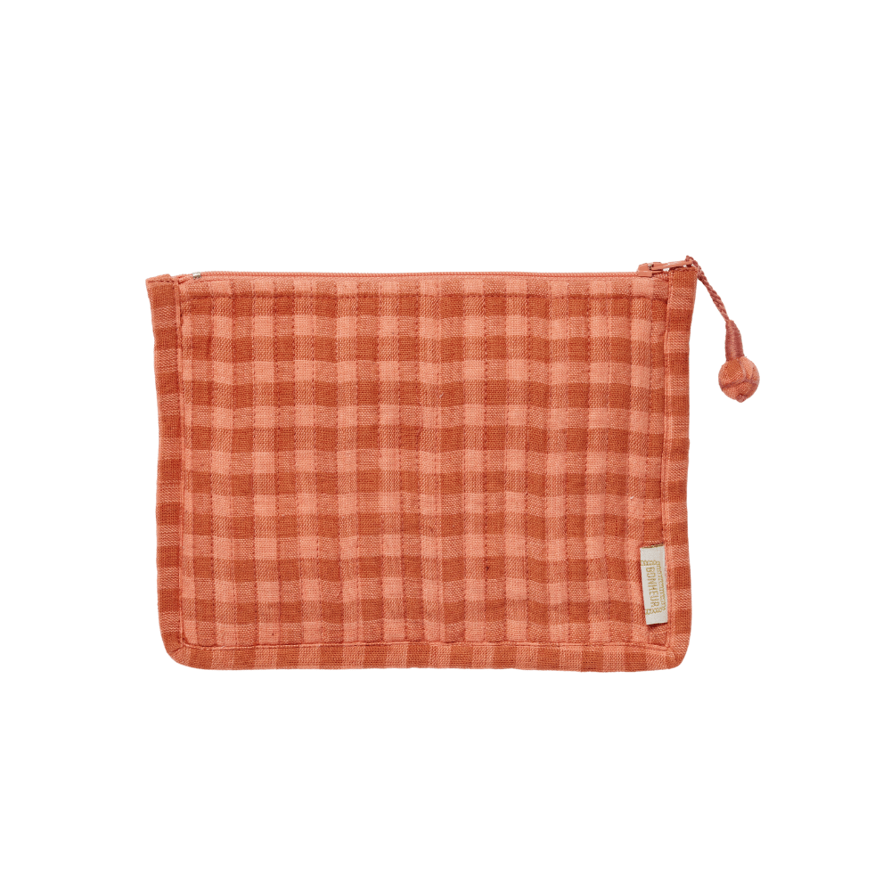 Petite pochette vichy rose terracotta - bonheur du jour