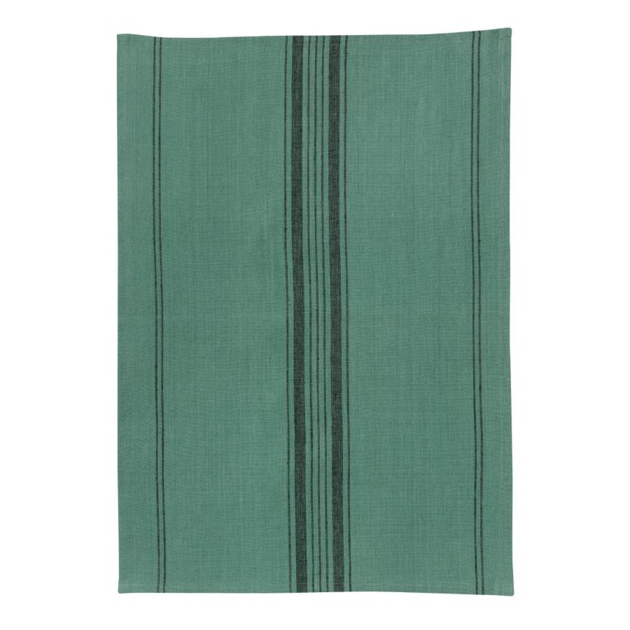 TORCHON LIN ET COTON  RAYURES VERT DE GRIS - Maison Vivaraise