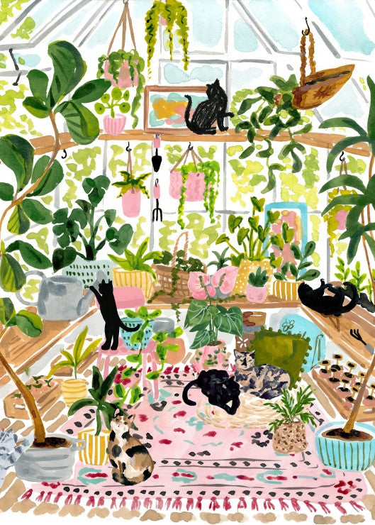 Puzzle Chats Botanistes 500 pièces Pieces & Peace - illustration