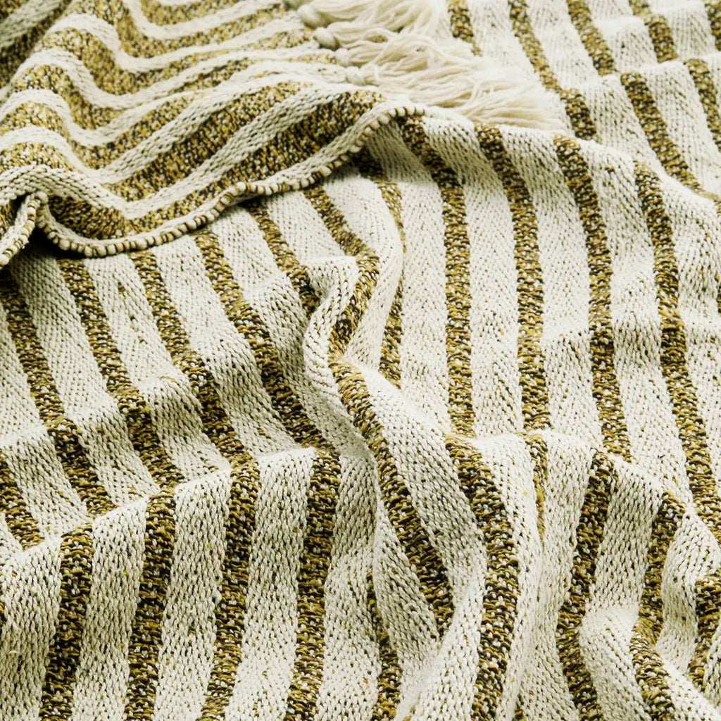Plaid blanc à rayures en coton recyclé - madam stoltz