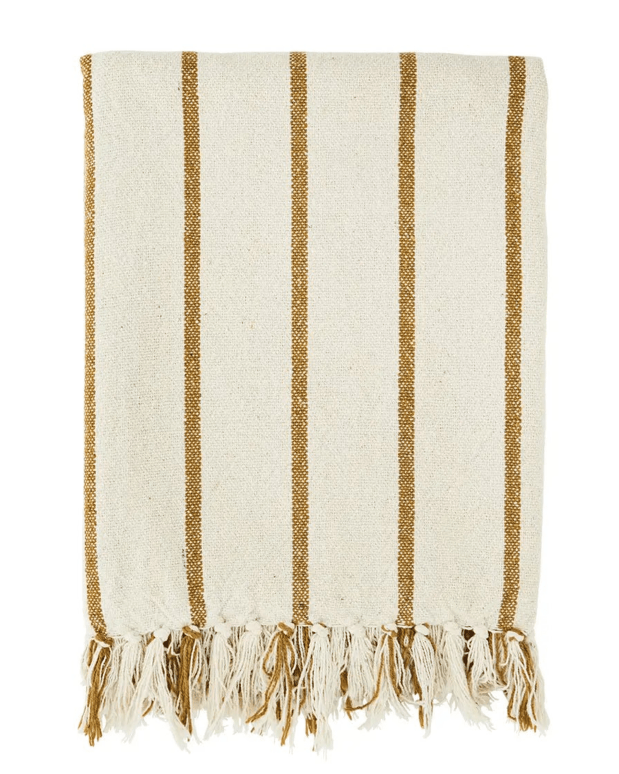 Plaid beige en coton recyclé