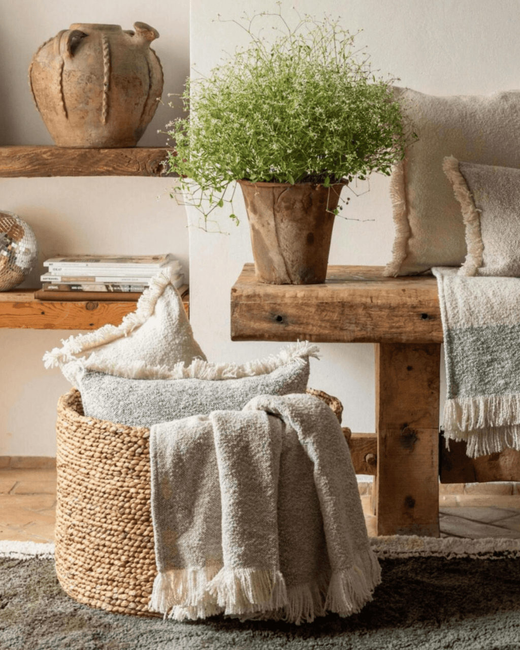 Plaid doux chiné perle en coton - Vivaraise