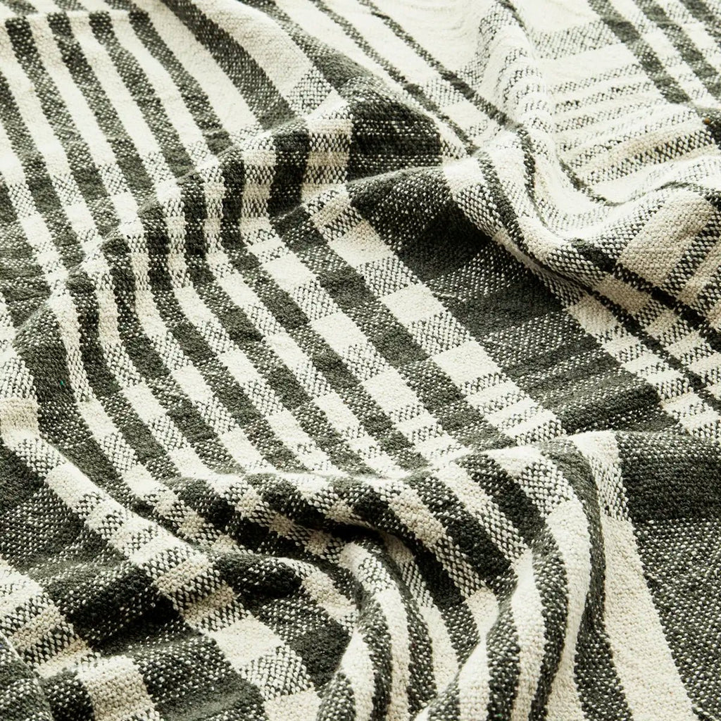 Plaid vert à rayures en coton recyclé - madam stoltz