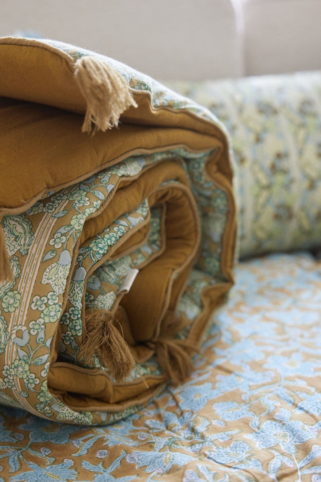 Plaid matelassé Anjali Olive