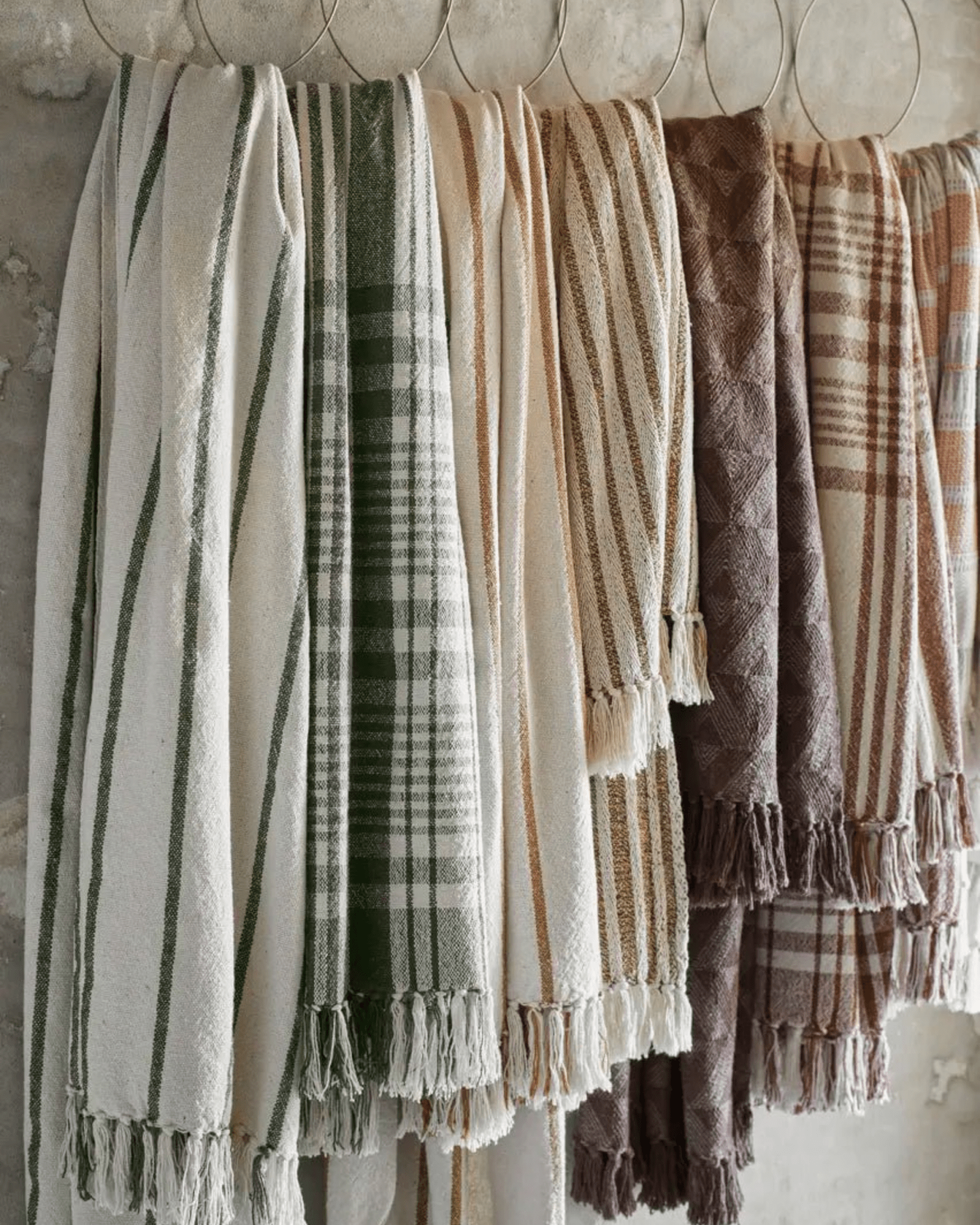 Plaid vert à rayures en coton recyclé - madam stoltz - Lili Margaret