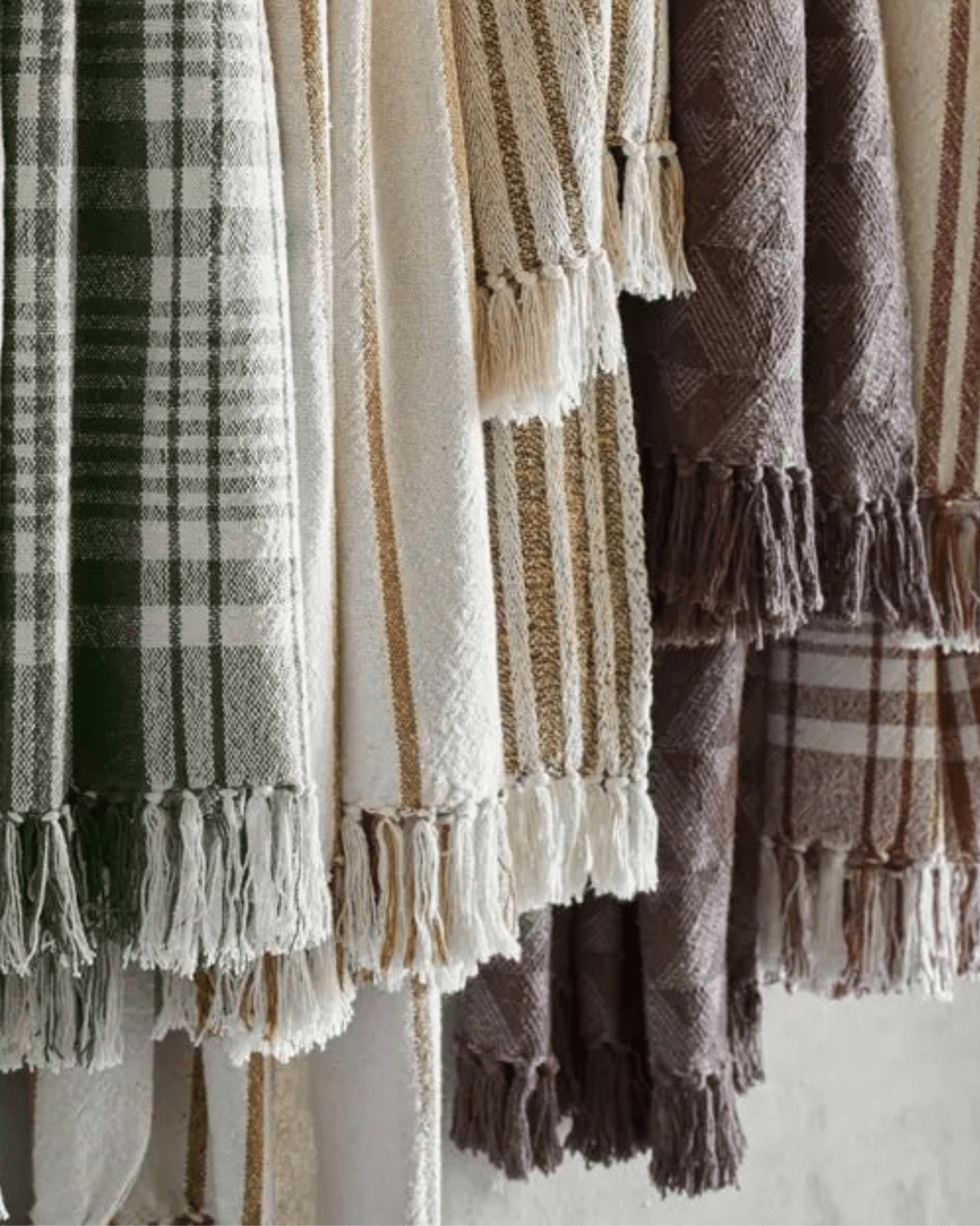 Plaid vert à rayures en coton recyclé - madam stoltz - Lili Margaret