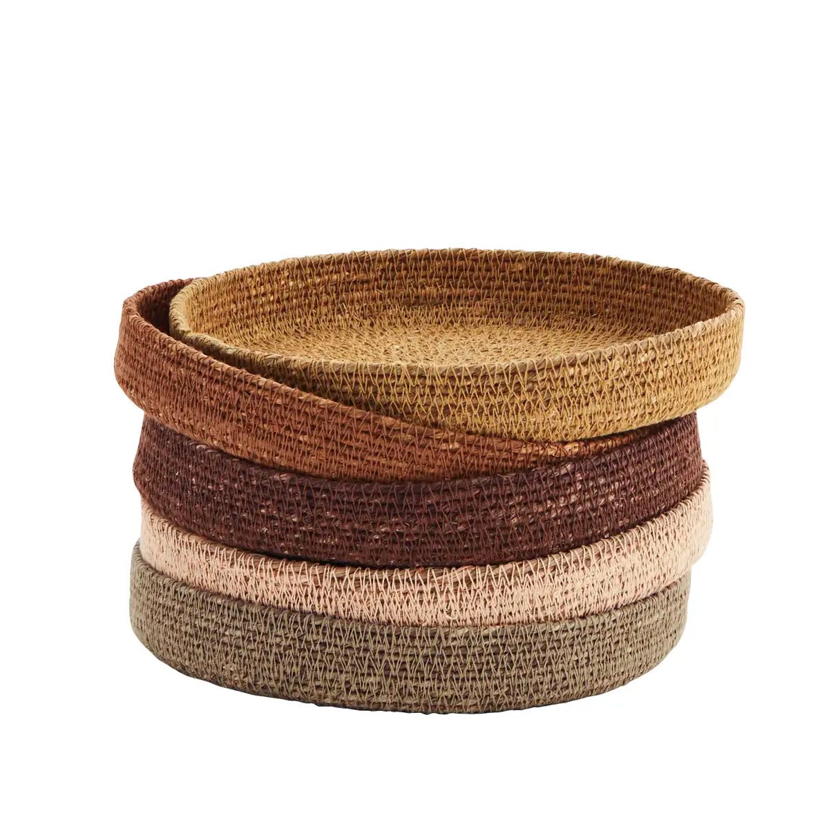 Plateau en jonc de mer coloré, fait main - Madam Stoltz