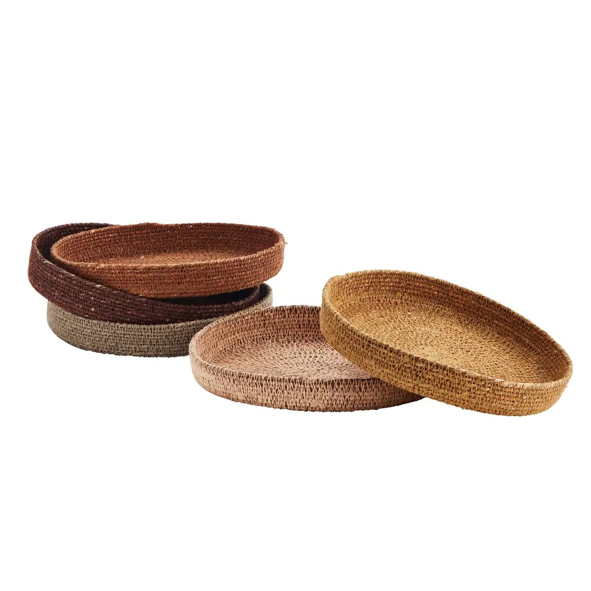 Plateau en jonc de mer coloré, fait main - Madam Stoltz