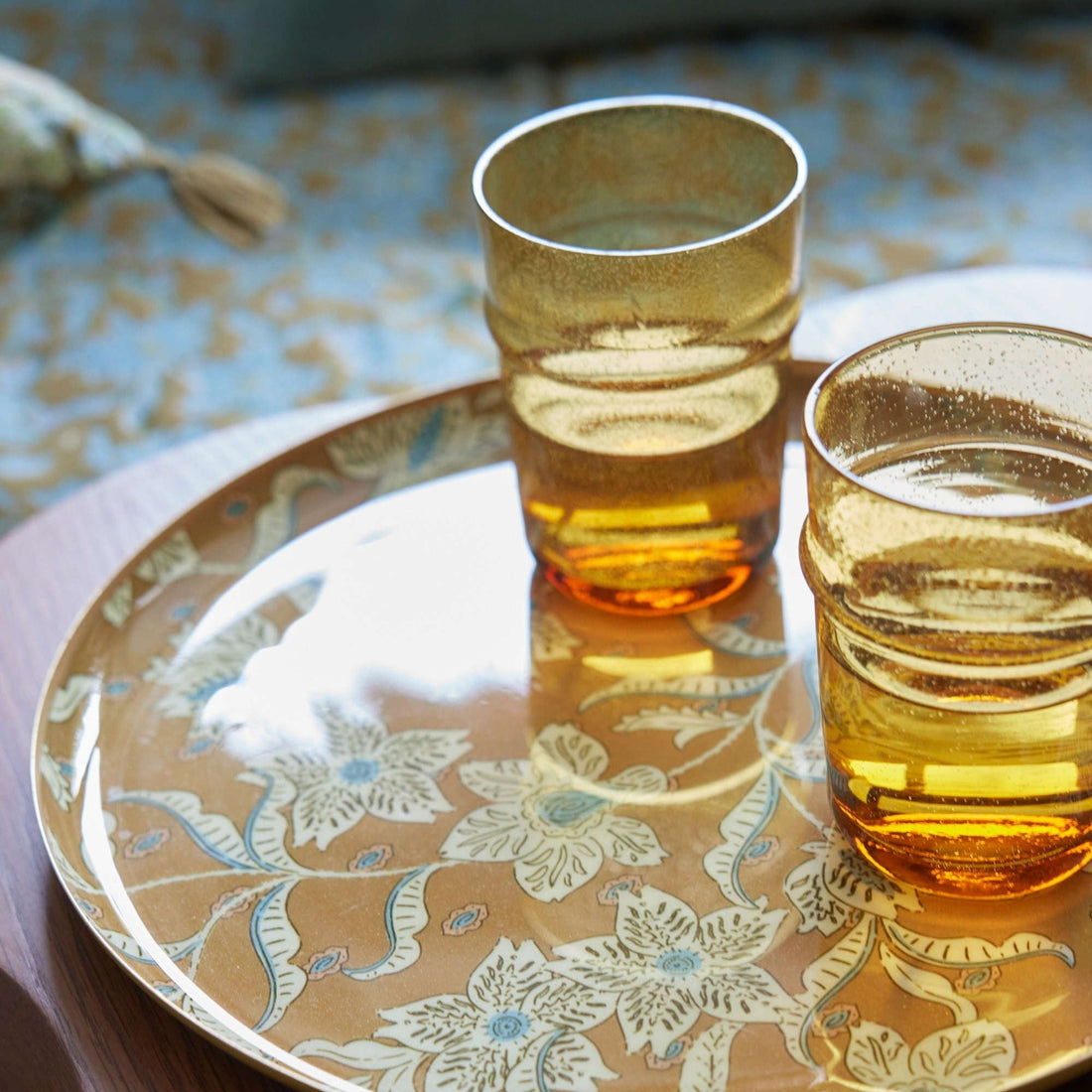 Plateau rond émaillé lotus absynthe - Bonheur du Jour - Lili Margaret