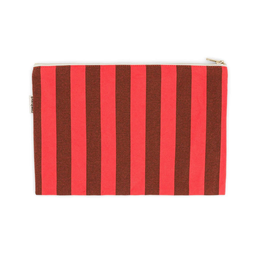 Pochette en tissu à rayures marron/rouge