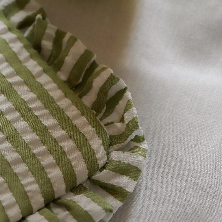 Pochette femme en tissu vert d'eau seersucker