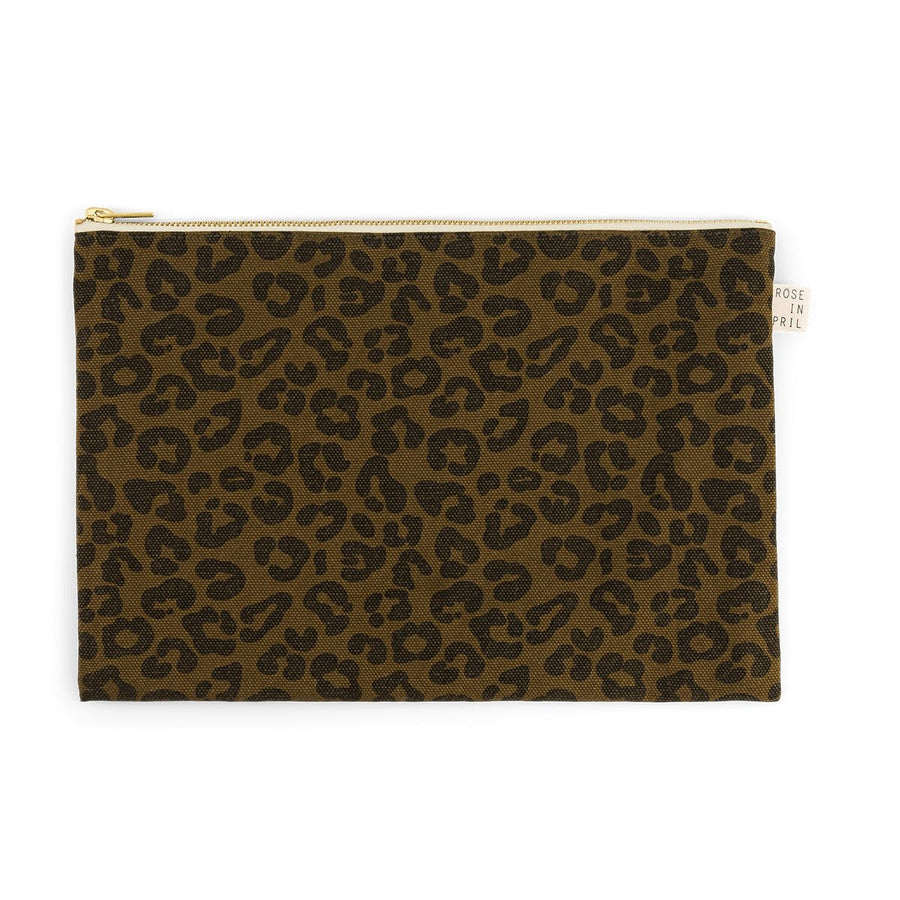 Pochette femme imprimé léopard olive en tissu