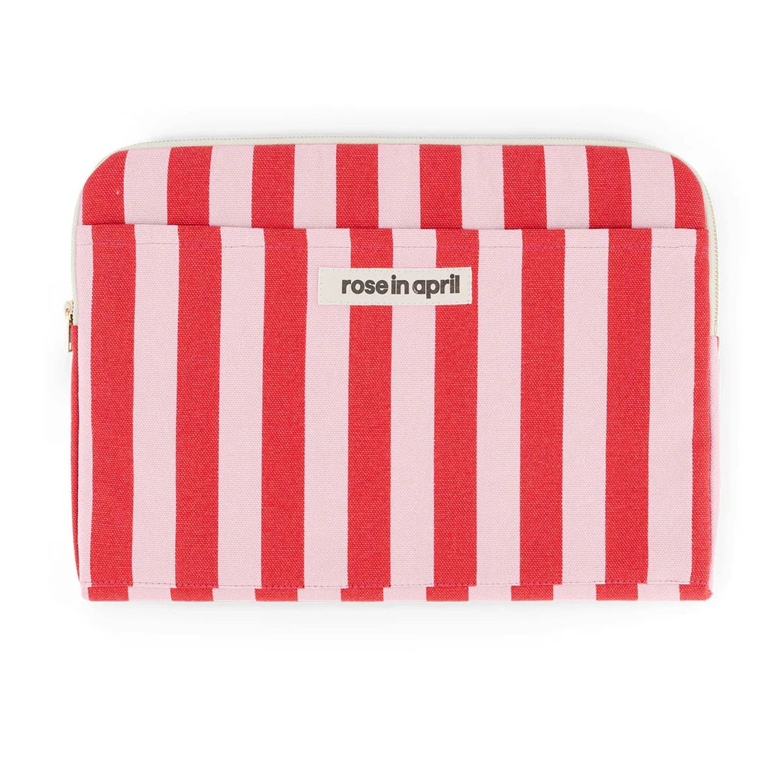 Pochette ordinateur 13/14 pouces à rayures rose et rouge – Rose in April - Lili Margaret
