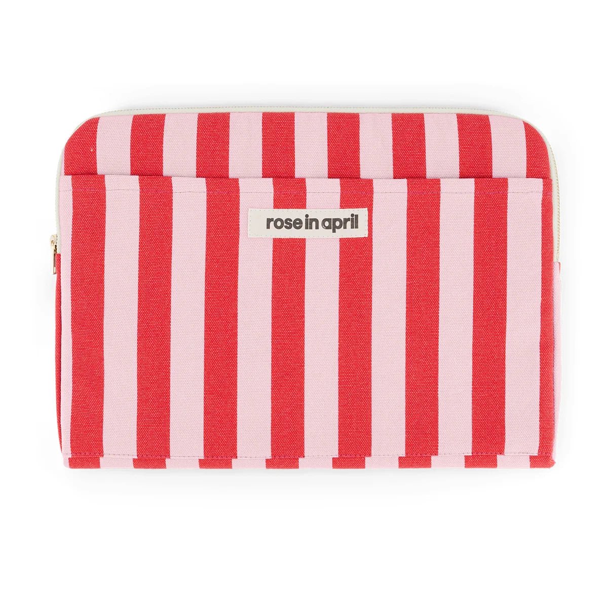 Pochette ordinateur 13/14 pouces à rayures rose et rouge – Rose in April - Lili Margaret