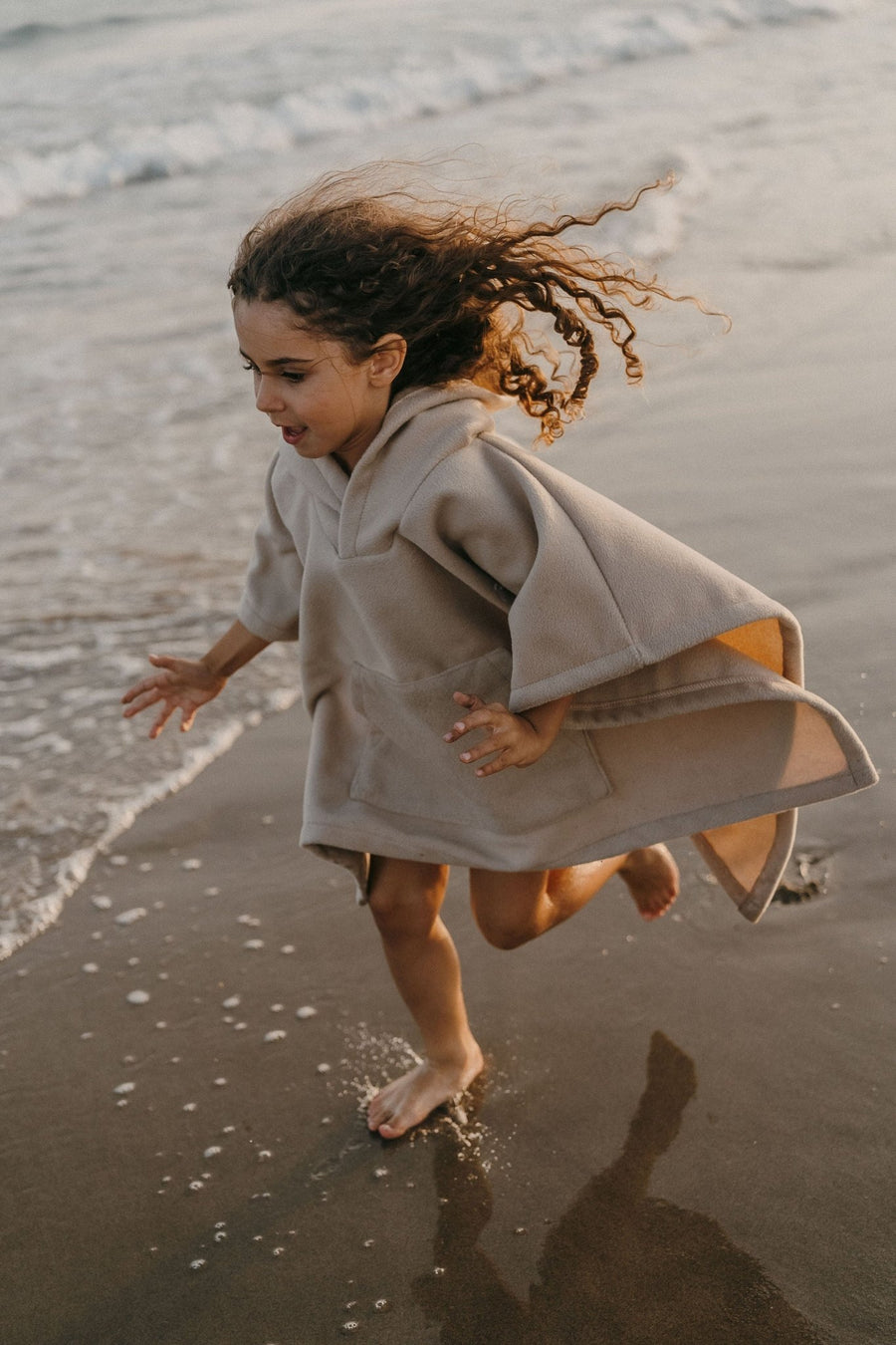 Poncho hiver enfant beige