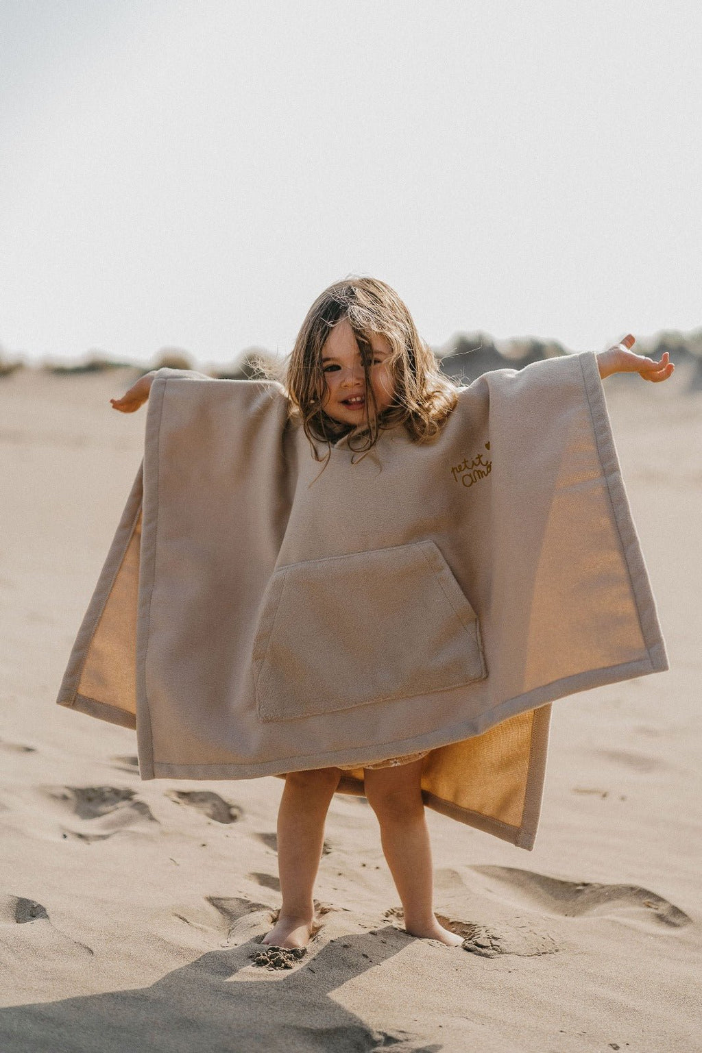 Poncho hiver enfant beige - zakuw