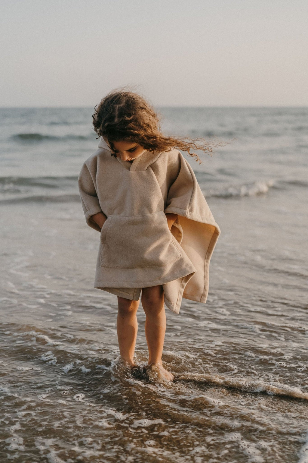 Poncho hiver enfant beige - zakuw