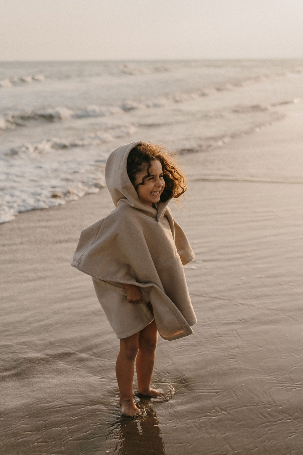 Poncho hiver enfant beige - zakuw