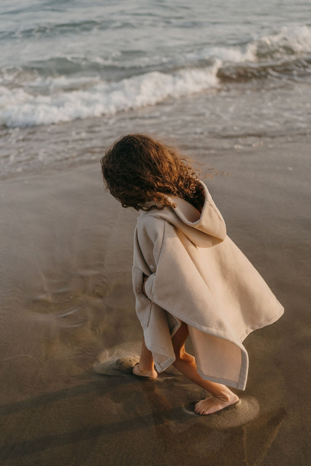 Poncho hiver enfant beige - zakuw