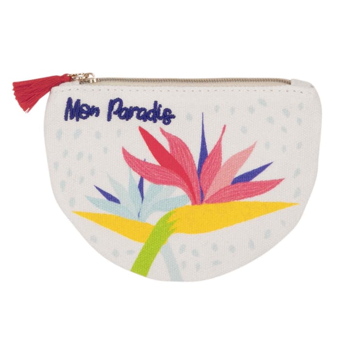 Porte-monnaie fleurs exotiques mon paradis en coton