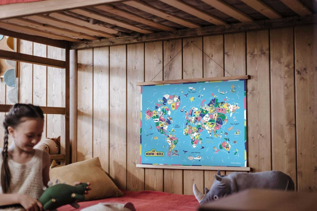 Poster carte du monde enfant - les mini mondes