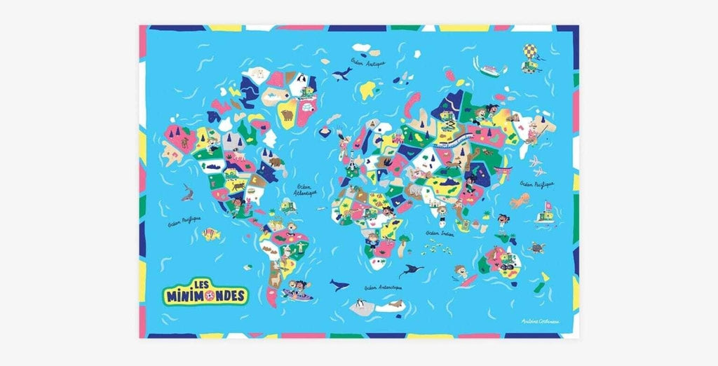 Poster carte du monde enfant - les mini mondes