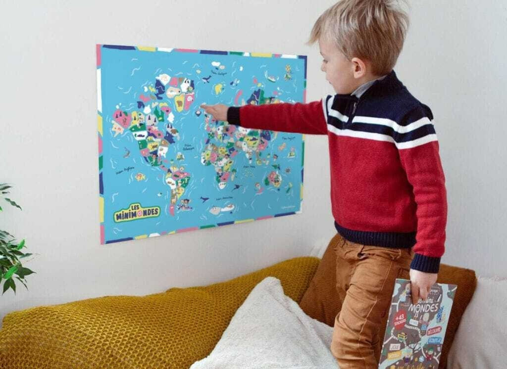 Poster carte du monde enfant - les mini mondes