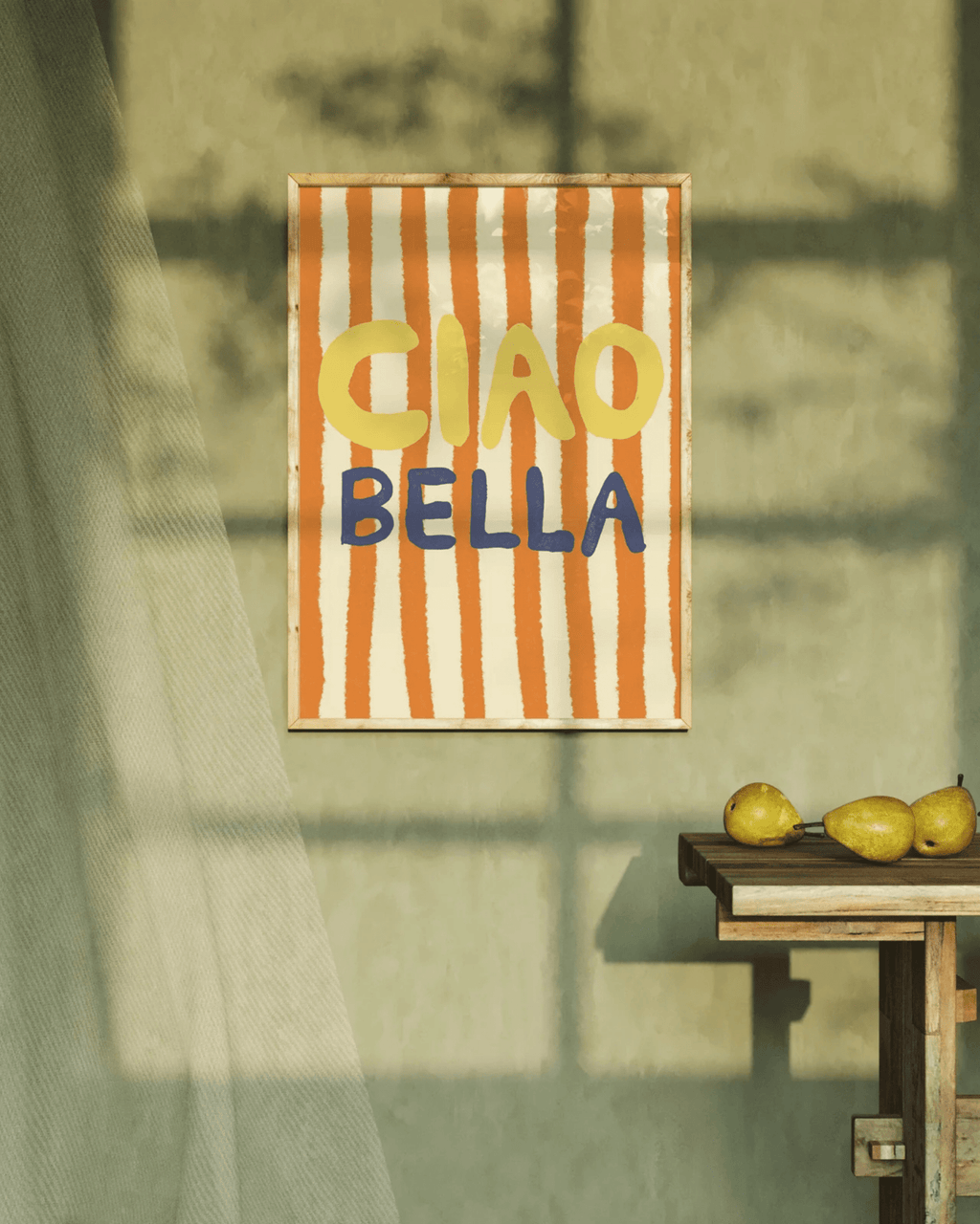 Poster mural italie rayures colorées ciao bella
