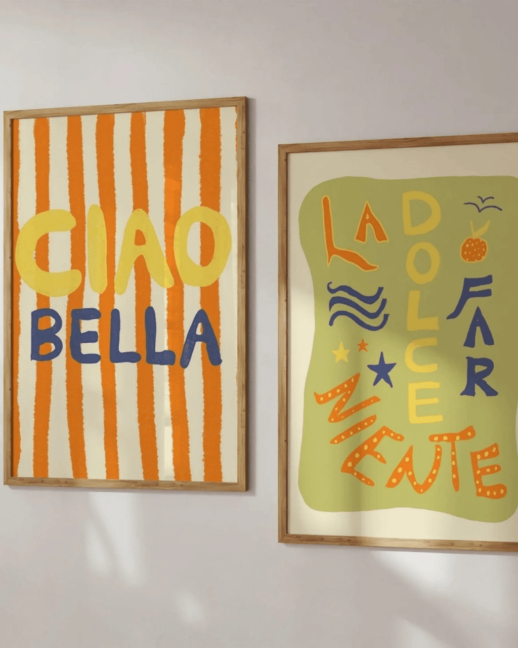 Poster mural italie rayures colorées ciao bella