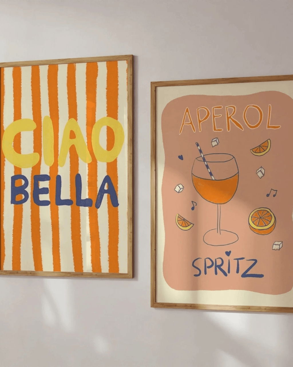 Poster mural italie rayures colorées ciao bella