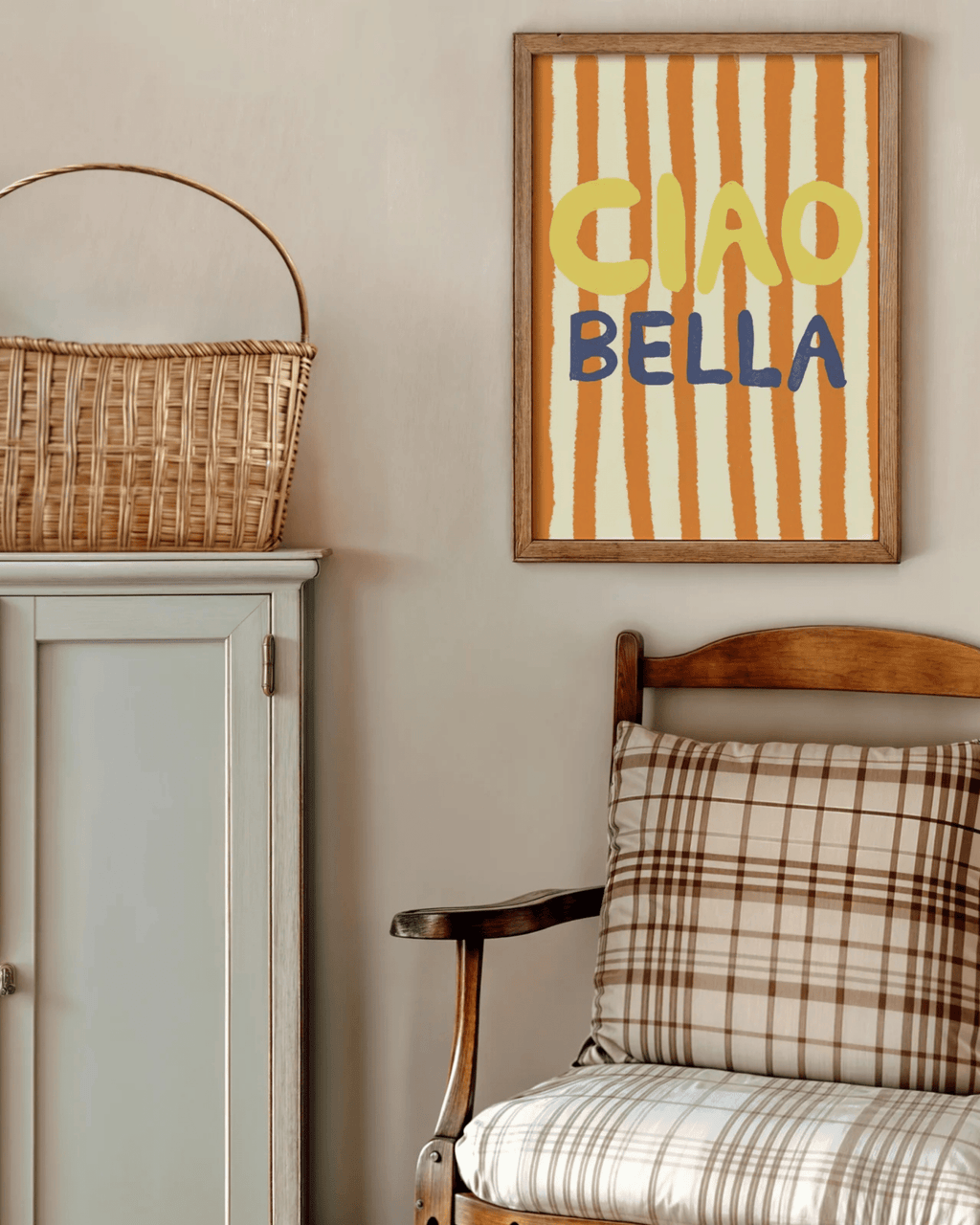 Poster mural italie rayures colorées ciao bella