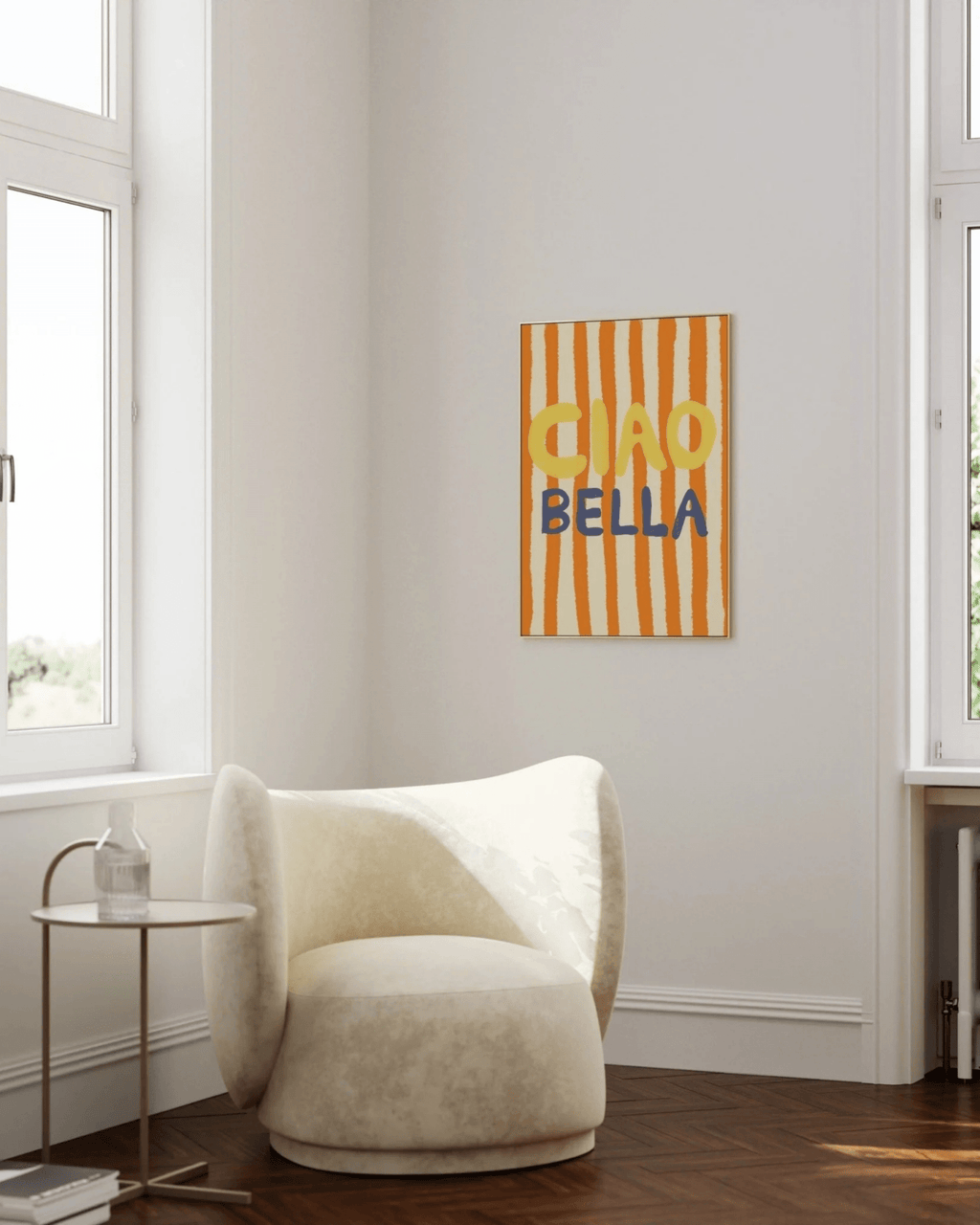 Poster mural italie rayures colorées ciao bella