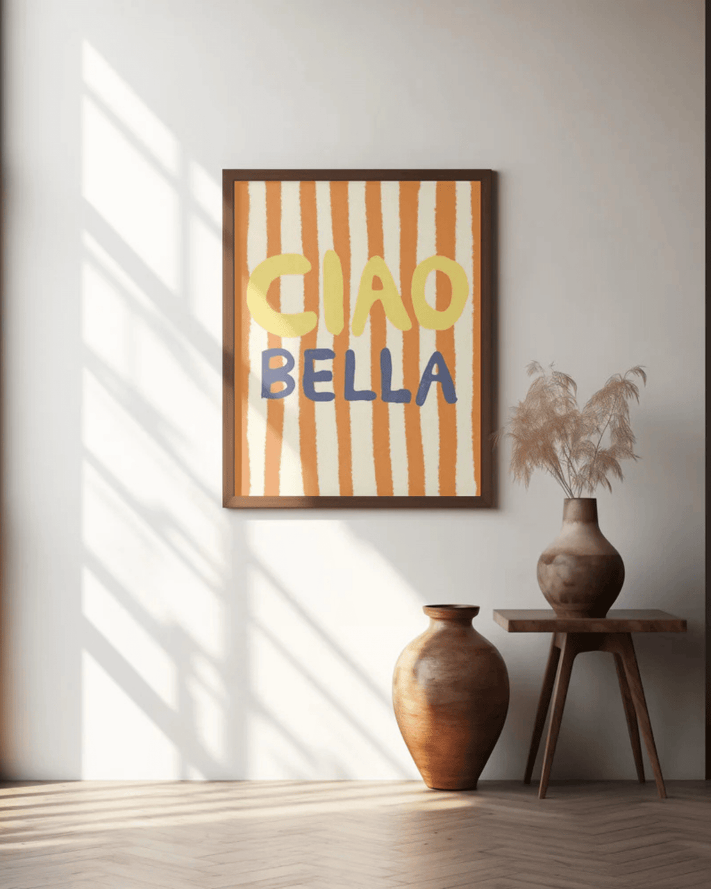 Poster mural italie rayures colorées ciao bella