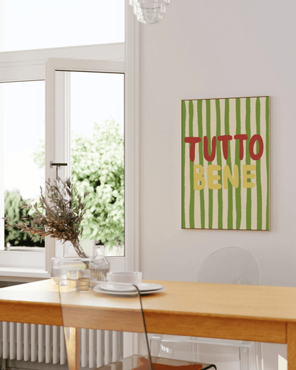 POSTER MURAL RAYURES COLORÉES ITALIE TUTTO BENE - Lili Margaret