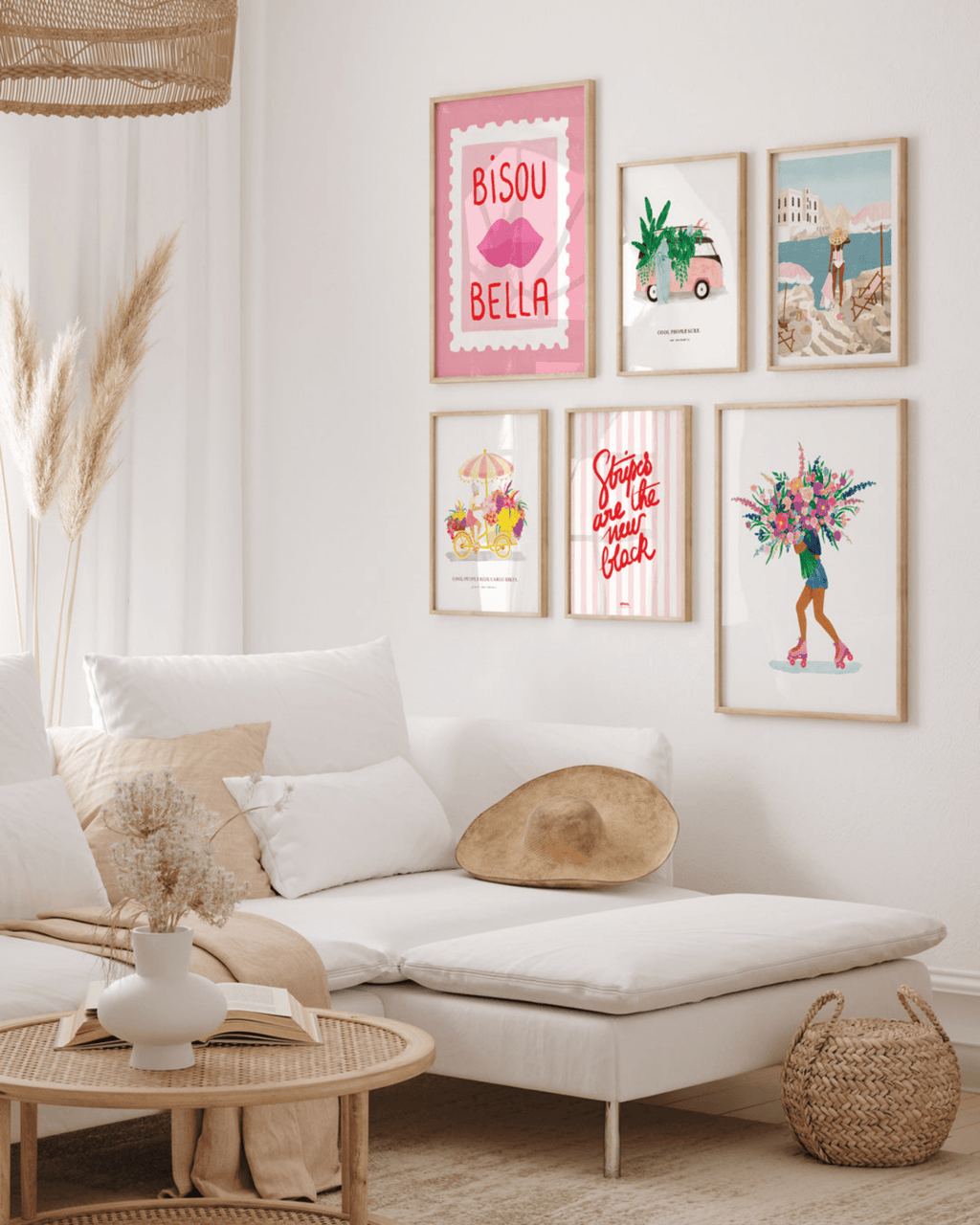 Affiche colorée rose bisou bella - all the ways to say