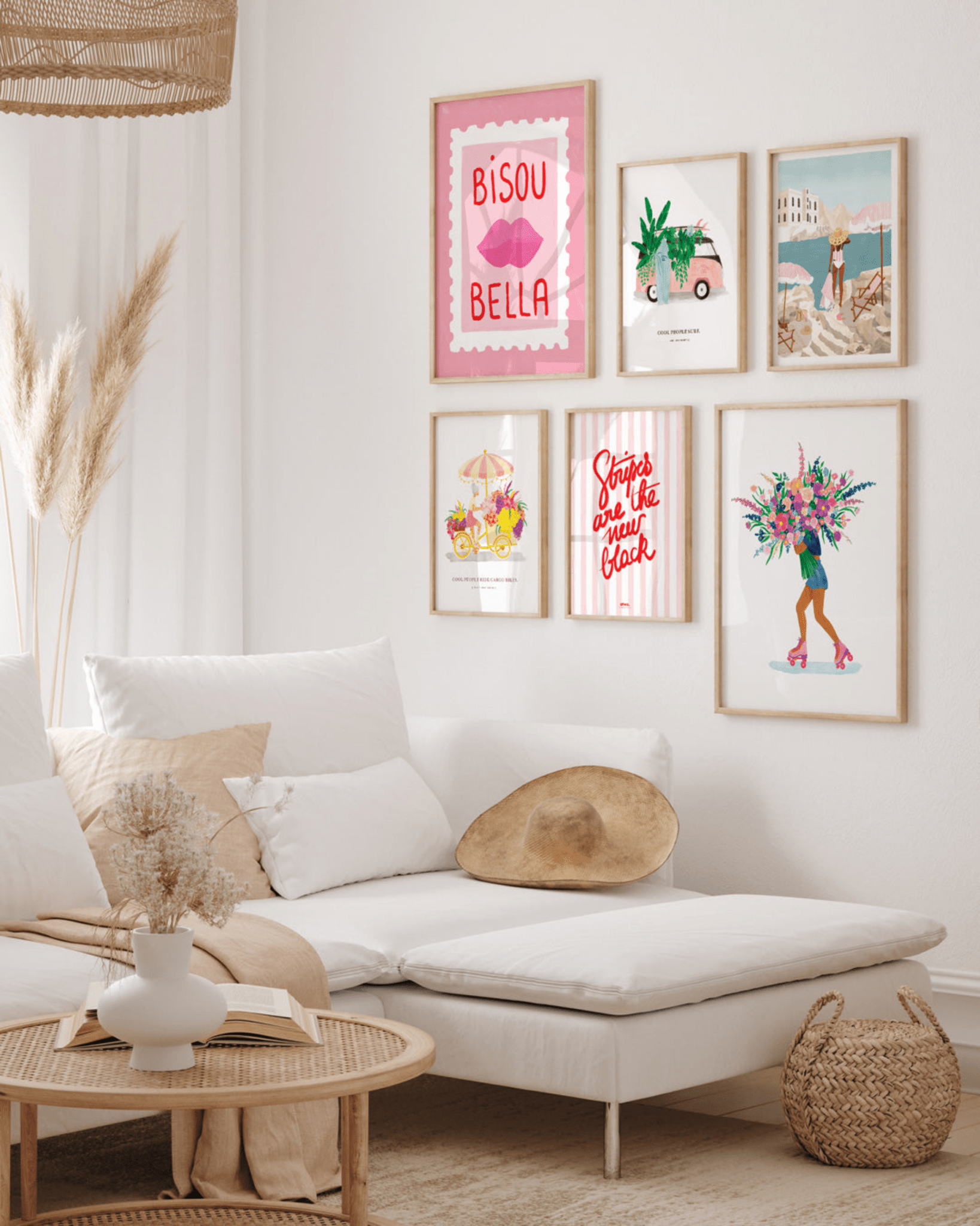 Poster mural rose bisous bella - Affiche déco tendance all the ways to say - Lili Margaret