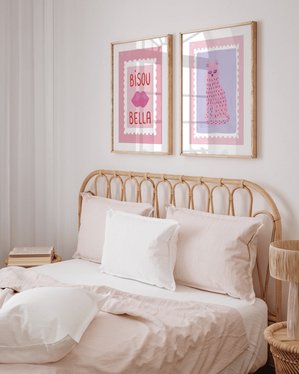 Affiche colorée rose bisou bella - all the ways to say