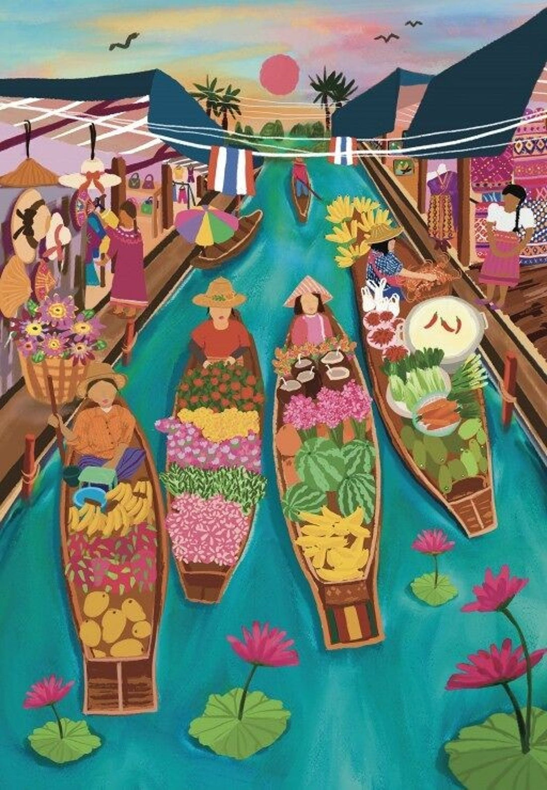 PUZZLE ADULTE 1000 PIÈCES – MARCHÉ FLOTTANT THAÏLANDE | Pieces and Peace - Lili Margaret